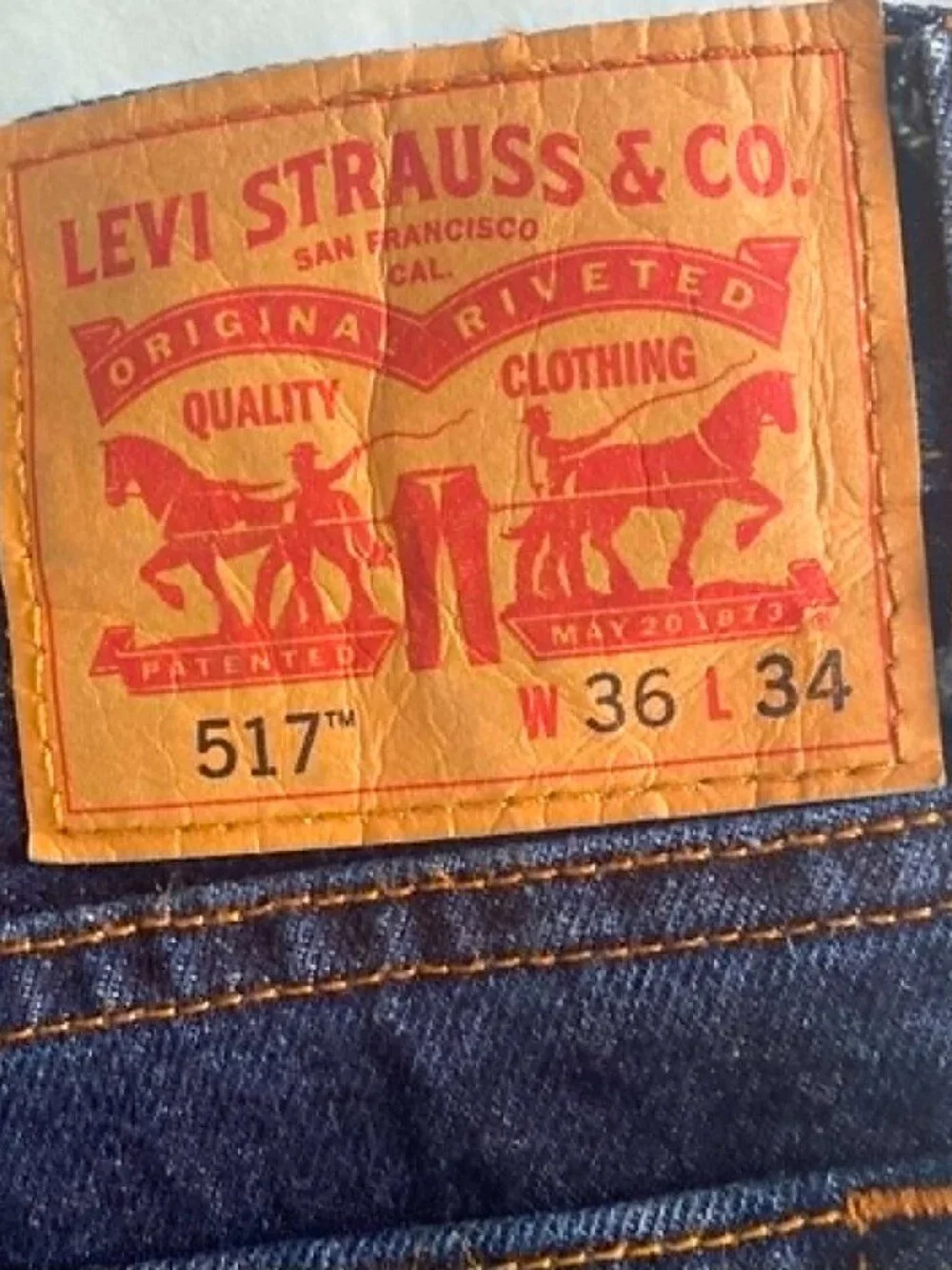 Levi's 517 Bootcut Jeans Men's 36x34 Dark Wash Blue Denim Made in Mexico